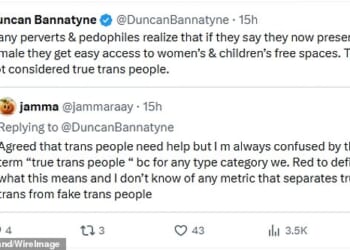 He threw his own hand grenade into the mix by branding some biological males who sought access to female-only spaces 'perverts and paedophiles'