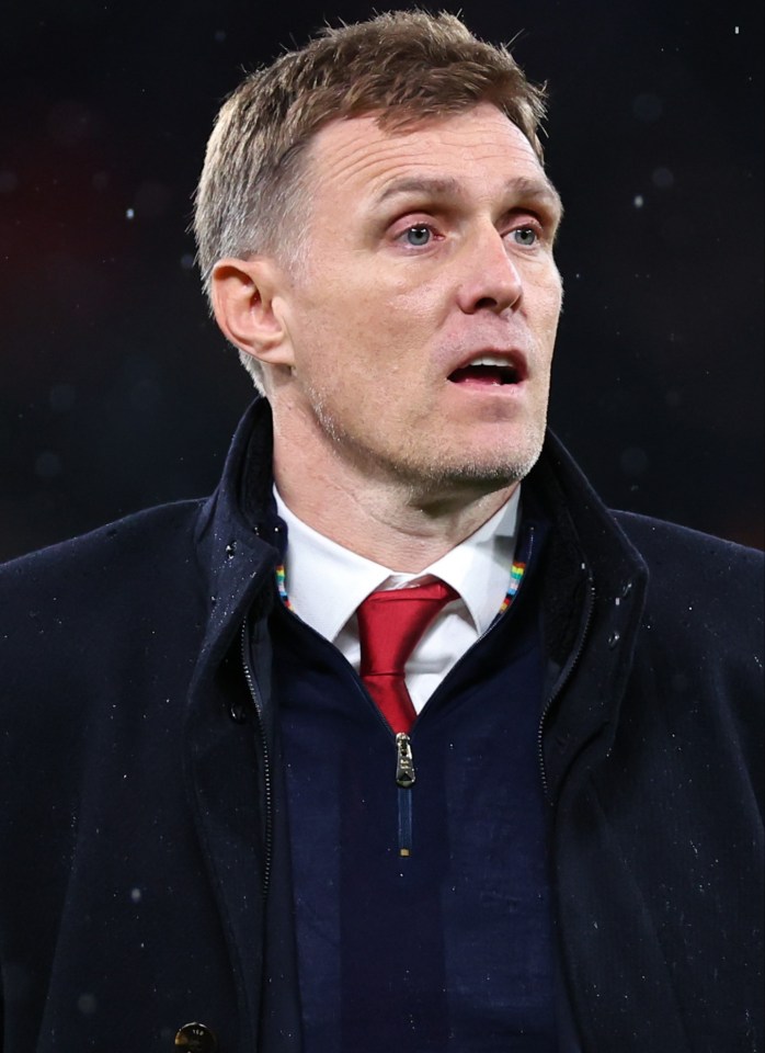 Darren Fletcher, Manchester United interim caretaker head coach, watches the Emirates FA Cup Third Round match.