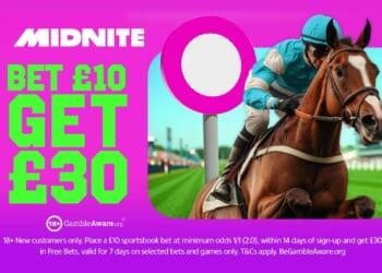 Get £30 in free bets for horse racing when you place a £10 bet with Midnite