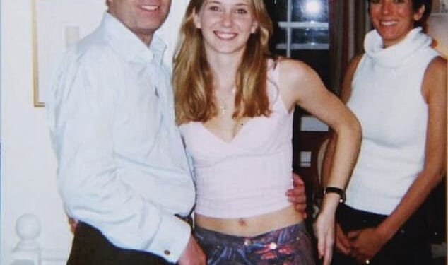 Andrew is pictured with his accuser Virginia Giuffre and Ghislaine Maxwell
