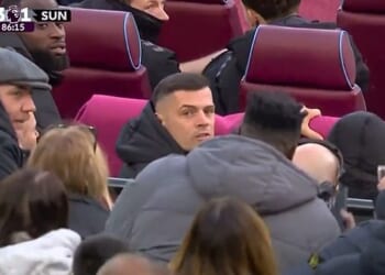 Granit Xhaka was involved in a heated confrontation with fans behind the bench at West Ham