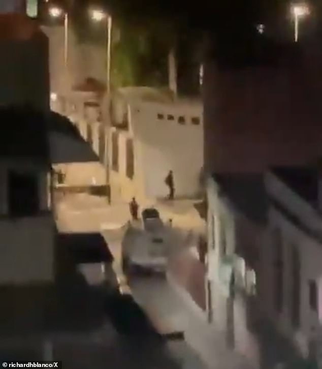Locals said 'anti-aircraft' blasts were heard from the general vicinity of the presidential palace after days of chaos in the streets since Maduro and his wife were captured from their home and whisked to America to face drug trafficking charges