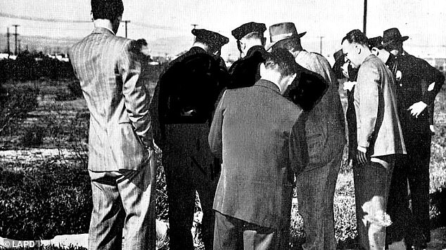 On January 15, 1947, Short was found murdered in Los Angeles¿s Leimert Park neighborhood. Investigators are seen on the scene