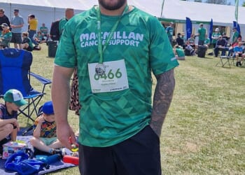 Ben Smith, 29, pictured after running a half marathon last summer, has been told his BMI of 34 - which suggests he is obese - means his fiance, Beth Harman, 27, cannot use his sperm for IVF