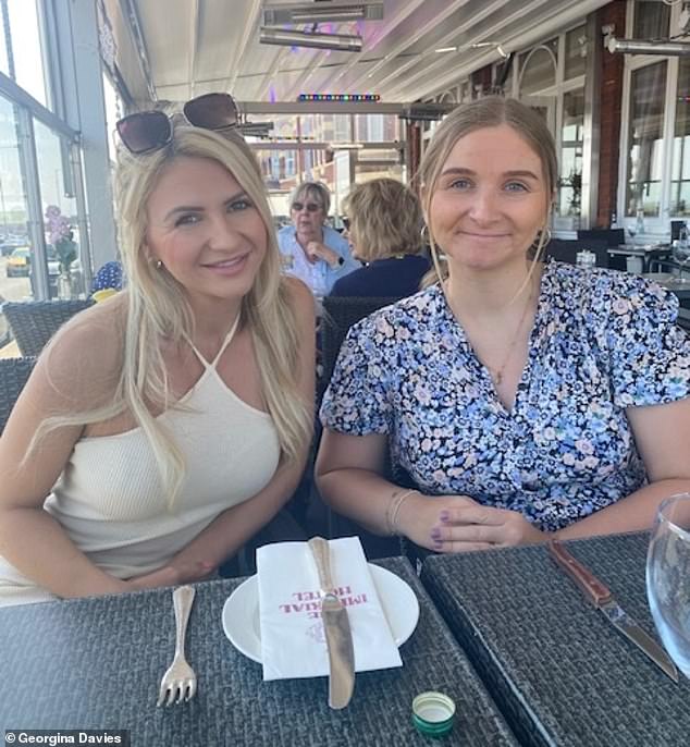 Ms Knight is pictured with her younger sister Georgina Davies (right), who has paid a heartbreaking tribute to her