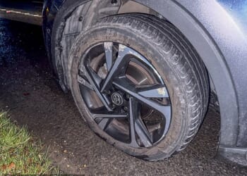 Over a dozen cars had their tyres burst, and on some the wheel itself was mangled