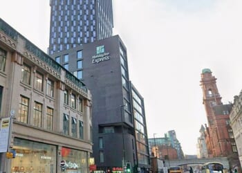 The men were turned away from the Holiday Inn Express on Manchester's Oxford Road (pictured)