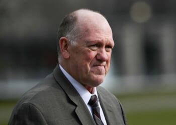 White House "Border Czar" Tom Homan speaks to the press outside the West Wing of the White House in Washington, D.C., on Jan. 14, 2026.