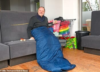 Pictured: Steven Sperring who is one of the homeless people staying in the old Ceno restaurant building