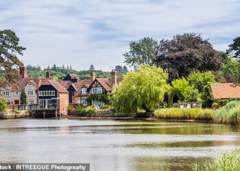 One of the areas with the biggest contrasts between county and park prices is The New Forest where families are willing to pay a 95.6 per cent premium. Pictured: Beaulieu village in The New Forest