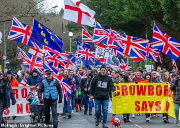 Hundreds march in Crowborough again in protest of Government plan to house 600 male migrants in former army barracks