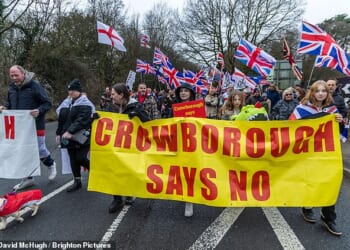 A crowd of campaigners took to the streets of Crowborough waving flags for the 12th week in a row