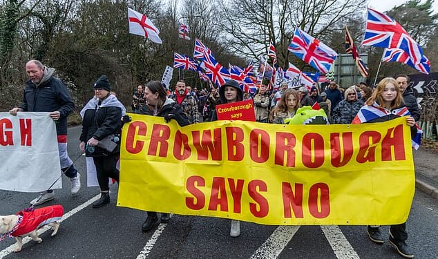 A crowd of campaigners took to the streets of Crowborough waving flags for the 12th week in a row
