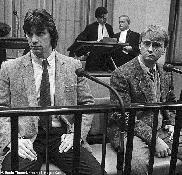 Wim, left, and Cor in court in Amsterdam in 1987... Cor would later be killed