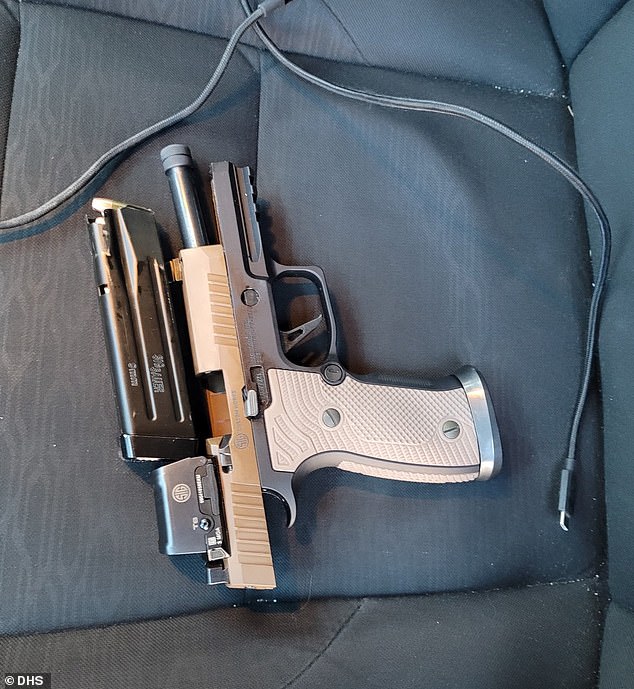 The Department of Homeland Security (DHS) told the Daily Mail that the deceased was armed with two magazines, and the gun has since been recovered by federal authorities (pictured)