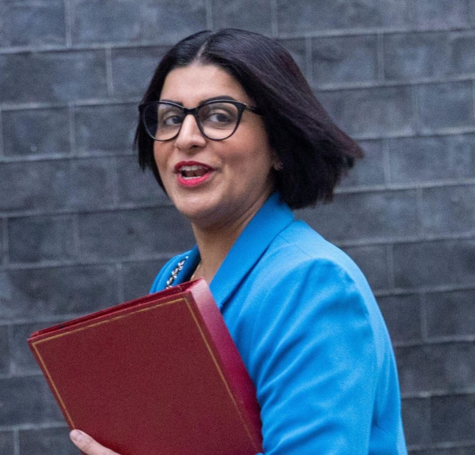 Shabana Mahmood, Secretary of State for the Home Department, walks in Downing Street.