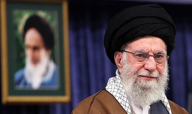 Iran's Supreme Leader Ayatollah Ali Khamenei. With buildings on fire, cars overturned and cries of 'death to the dictator' in the streets, the Ayatollah was said to be making plans to leave