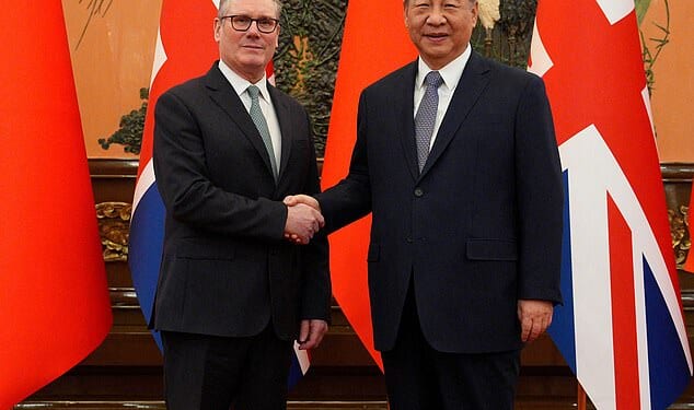 Britain's Prime Minister Keir Starmer shakes hands with Chinese President Xi Jinping, ahead of a bilateral meeting in Beijing, China, January 29