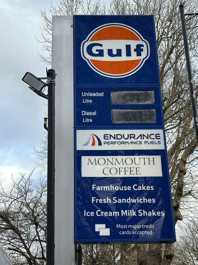 The Gulf petrol station in Highgate makes its unique selling points known to all motorists