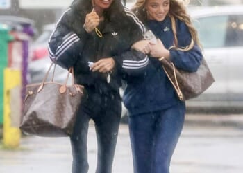 Katie Price's legs are whittled down to the bone. Pictured with her daughter Princess Andre