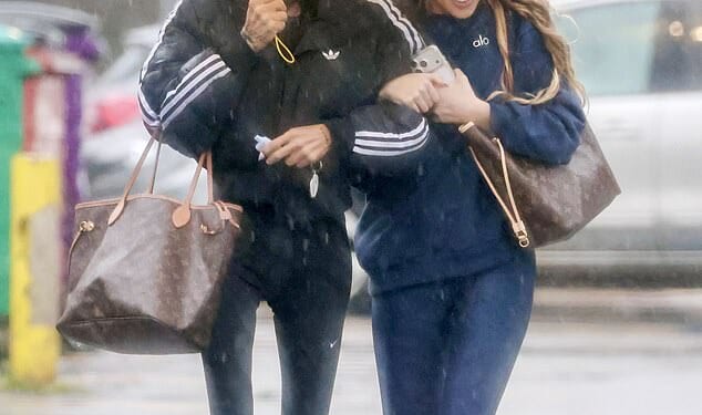 Katie Price's legs are whittled down to the bone. Pictured with her daughter Princess Andre