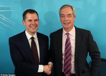 Nigel Farage was all smiles as he welcomed his latest – and biggest – defector to Reform's HQ at London's Millbank Tower and declared the death of the Conservative Party