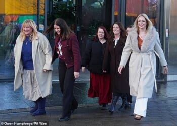 The victorious Darlington Nurses leave after a press conference at the Crowne Plaza Hotel, Newcastle