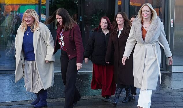 The victorious Darlington Nurses leave after a press conference at the Crowne Plaza Hotel, Newcastle
