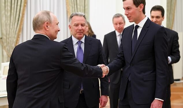 US envoys Steve Witkoff and Jared Kushner arrived in Moscow yesterday for talks with Russian President Vladimir Putin, amid talk of a peace deal being 'nearly, nearly ready'