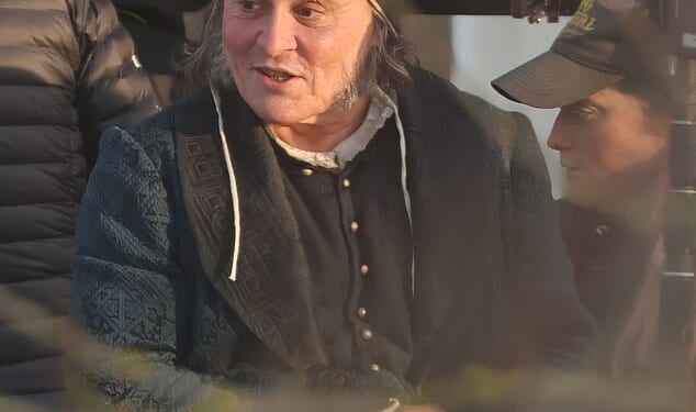 Johnny Depp was pictured for the first time in character as Ebenezer Scrooge as filming got under way in the UK on a new adaptation of A Christmas Carol