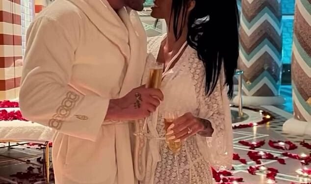 Katie Price paid tribute to 'my real life Richard Gere' as she shared loved-up snaps with her new fiancé Lee Andrews on Sunday after their engagement