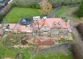 TRANSFORMED: An aerial picture shows the enormous amount of work being put into Katie's former home by its new owner