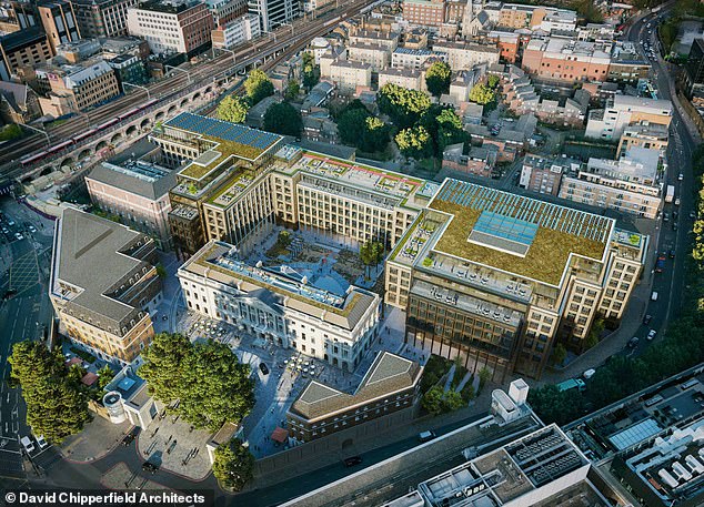 Pictured: Concept plans for the embassy which will be located on the former Royal Mint site