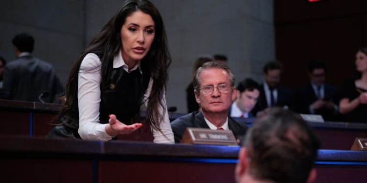Rep. Anna Paulina Luna and Rep. Tim Burchett prepare to hear testimony about fraud investigations in Minnesota during a hearing of the House Oversight and Government Reform Committee at the U.S. Capitol on Jan. 7, 2026, in Washington, D.C.