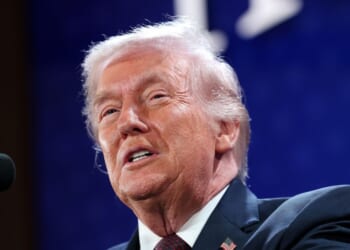 President Donald Trump delivers remarks during the Treasury Department's Trump Accounts Summit at Andrew W. Mellon Auditorium on Jan. 28, 2026, in Washington, D.C.