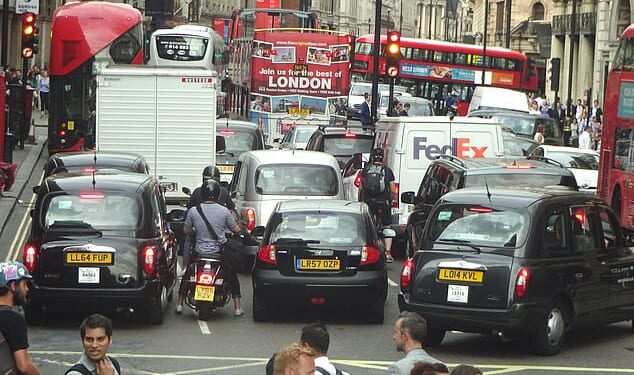 London (pictured) has been crowned the world's worst capital city for traffic for the third year in a row, as revealed in a new report by TomTom