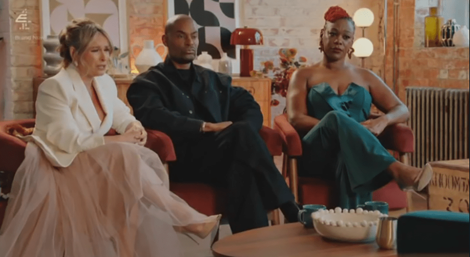 Three Married At First Sight UK experts sitting in armchairs.