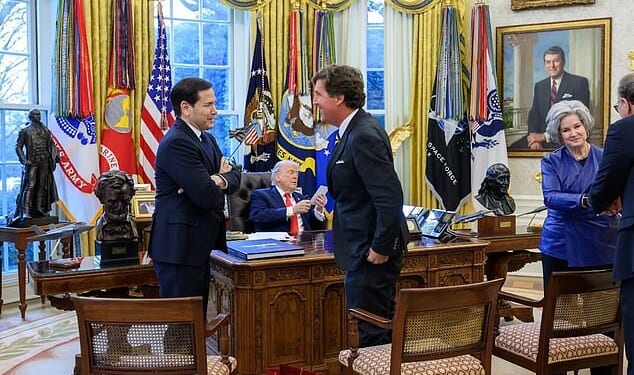 Tucker Carlson spoke with Secretary of State Marco Rubio and President Donald Trump at the White House on Friday