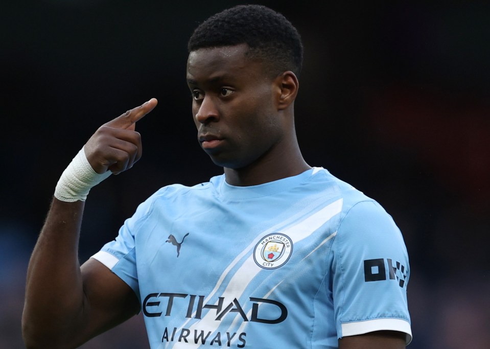 Marc Guehi of Manchester City in action.