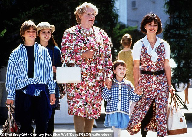 (L-R) Matthew Lawrence, Lisa Jakub, the late Robin Williams, Wilson and Sally Field seen in the 1993 movie Mrs Doubtfire