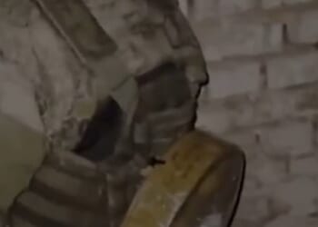 Footage widely circulated on social media appears to show a black mercenary with a landmine strapped to his chest being forced to act as a 'human bomb' by a Russian soldier amid claims Putin is using African troops as 'meat for the meat grinder' in the Ukraine war