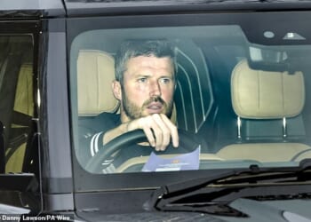 Michael Carrick was pictured pulling up to Carrington to start work as Man United interim boss