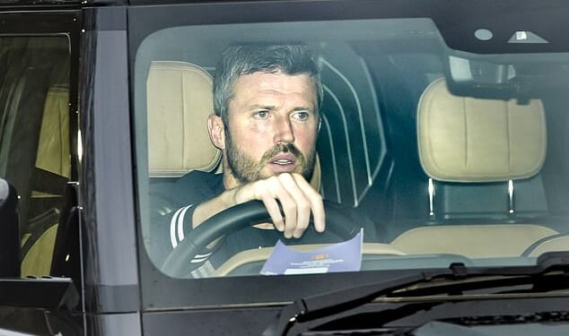 Michael Carrick was pictured pulling up to Carrington to start work as Man United interim boss