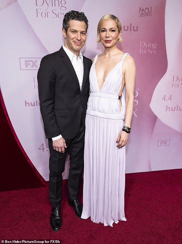 This is the third baby the Oscar nominated actress shares with husband Thomas Kail, 48, (pictured 2025) Michelle is also a mum to daughter, Matilda, 19, with her late ex Heath Ledger