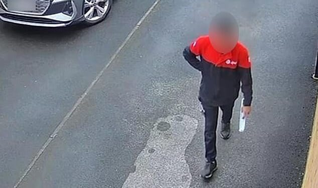 A DPD driver was caught on camera pretending to deliver an iPhone, a customer claimed