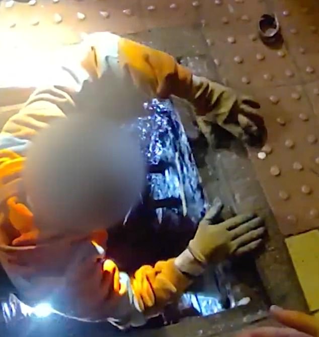 Inside the tunnel were three men who were thought to be trying to steal cables. They were quickly arrested at the scene