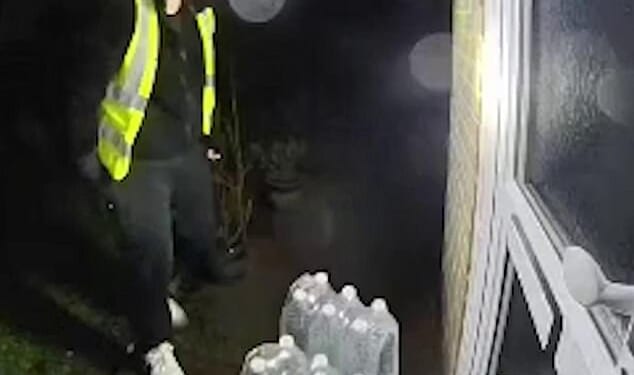 This delivery man was caught placing emergency water supplies on a Kent doorstep before taking it away again