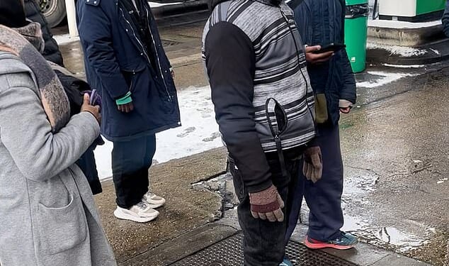 Footage shows a group of migrants wandering through Toddington Services on the M1 in Bedfordshire on Tuesday afternoon, after allegedly getting off a lorry from France