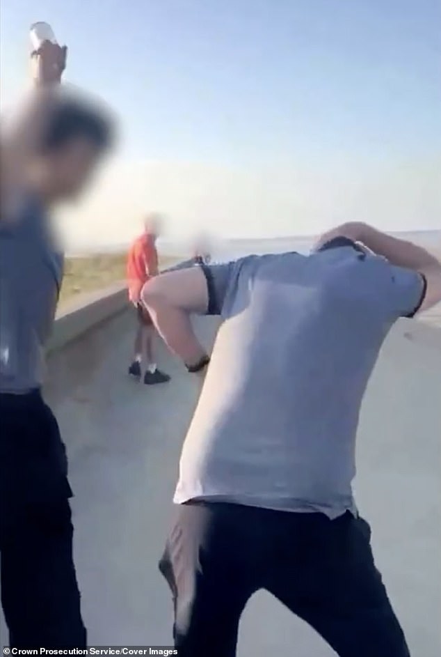 A video seen by the jury shows one of the boys smacking Mr Cashford over the back of the head with a glass bottle