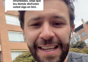 Jean Claude Bossard was killed last month just moments after posting a video to social media. He is pictured here talking to his fans just before he was attacked on the streets of Bogota